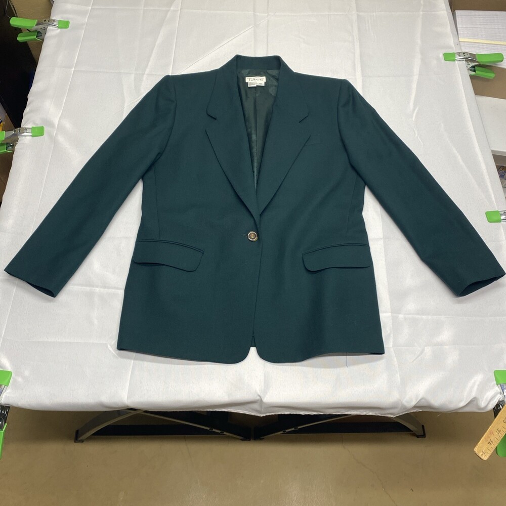 Talbots Vintage 100% Wool Dark Green Blazer Jacket Size 10